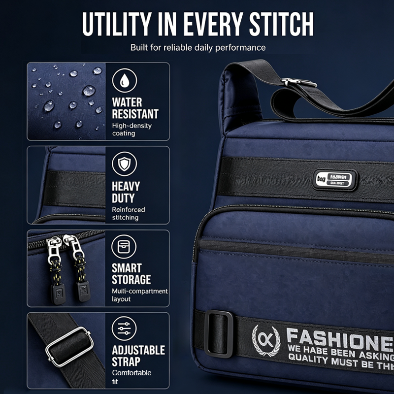 👜 LIMITED-TIME 50% OFF! Men's Large Capacity Multi-Pocket Crossbody Bag, Water Resistant Nylon Casual Messenger Shoulder Bag
