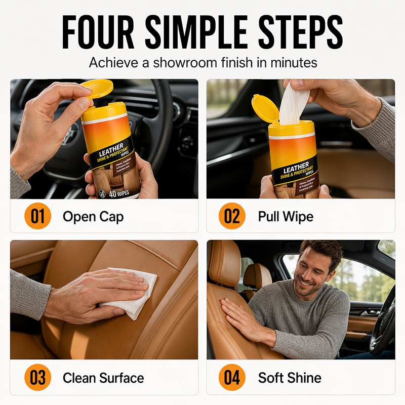 🚗 LIMITED-TIME 50% OFF! 3-in-1 Car Leather Care Wipes, Cleans Conditions & UV Protection Interior Cleaner Wipes
