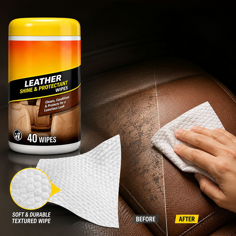 🚗 LIMITED-TIME 50% OFF! 3-in-1 Car Leather Care Wipes, Cleans Conditions & UV Protection Interior Cleaner Wipes