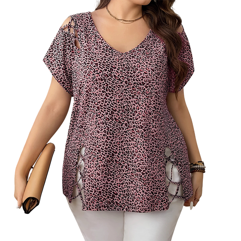 💃New Arrivals 57% OFF💞Women's T-shirt with leopard pattern, loose fit, V-neck