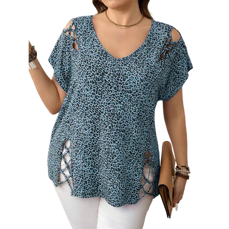 💃New Arrivals 57% OFF💞Women's T-shirt with leopard pattern, loose fit, V-neck
