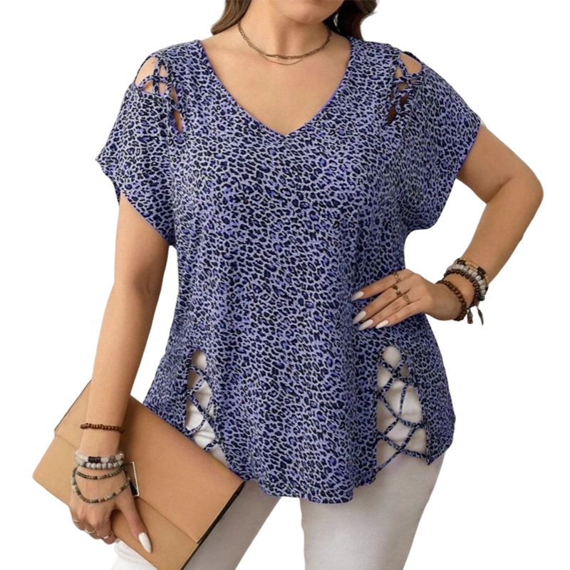 💃New Arrivals 57% OFF💞Women's T-shirt with leopard pattern, loose fit, V-neck