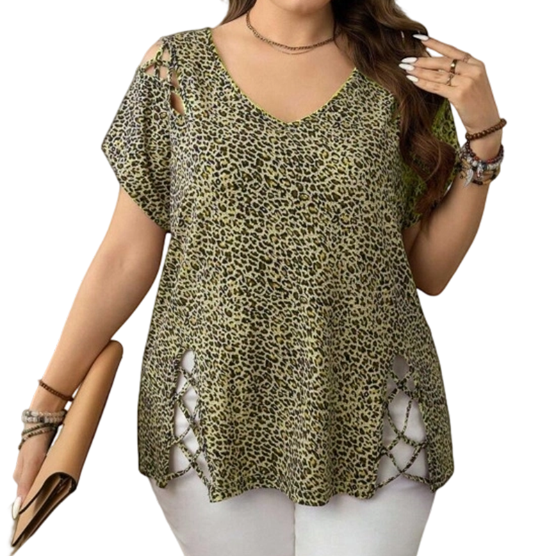 💃New Arrivals 57% OFF💞Women's T-shirt with leopard pattern, loose fit, V-neck