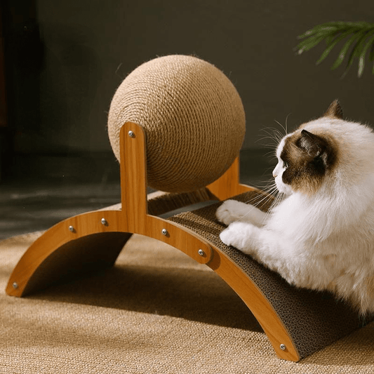 🏆 Last Day Special Price £9.99! ⏳Sisal Cat Scratcher Ball with Cardboard Pad, 2‑in‑1 Cat Scratching Toy