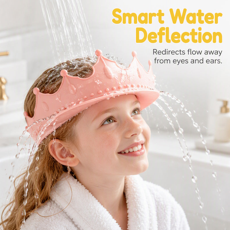 👑50% OFF NOW! Adjustable Crown Kids Shampoo Visor‑Soft Silicone Waterproof Bath Shower Cap, Ear Protection Shampoo Guard, Happy Bath Time Accessory for Toddlers & Children