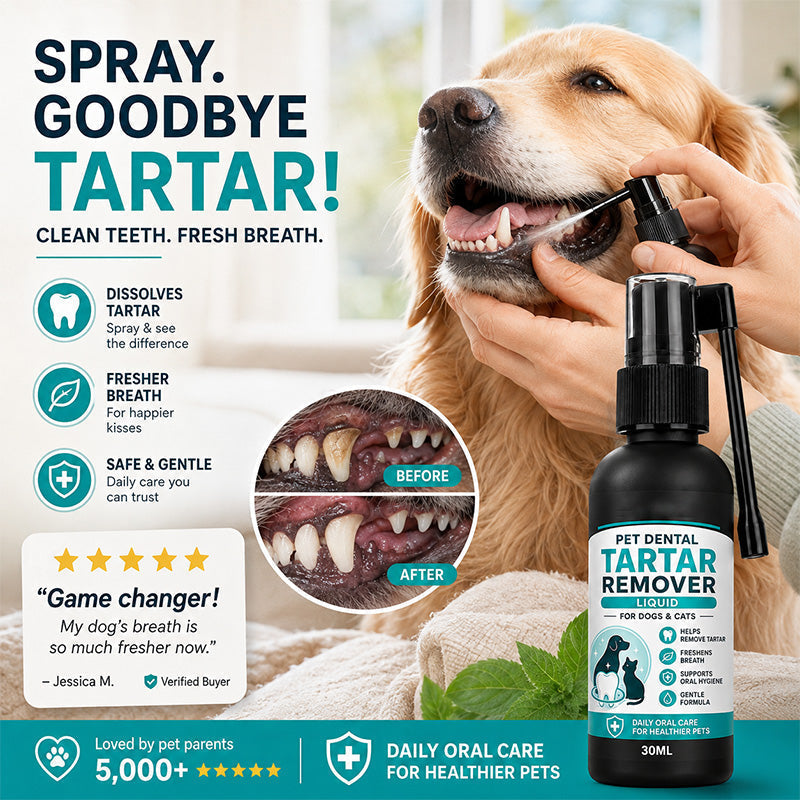 🫧Gentle Pet Dental Cleaning Spray🦷Vet‑Formulated Tartar Remover Spray for Dogs & Cats, Safe Oral Care Solution to Eliminate Bad Breath & Reduce Plaque