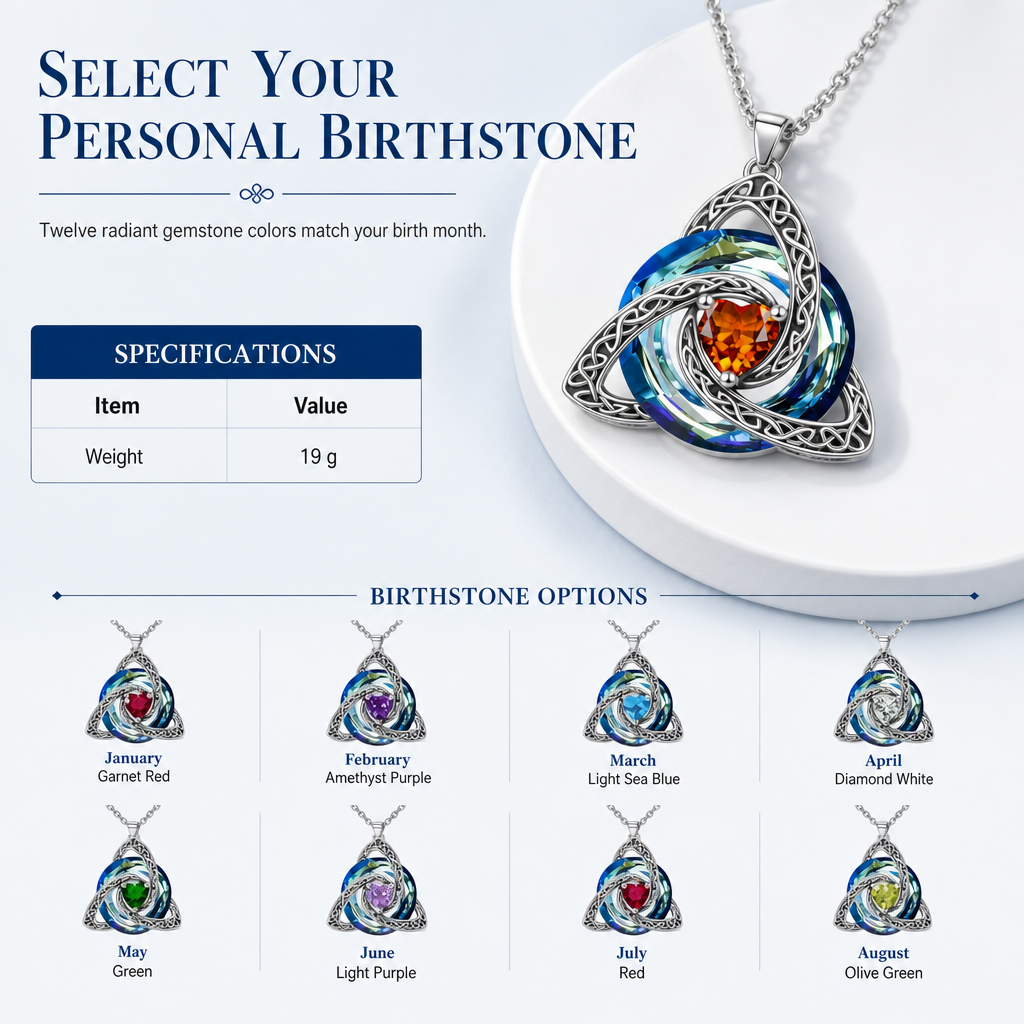 🎁2026 New Arrivals 50% OFF💥Women's Celtic Knot Birthstone Pendant Necklace🌀📿