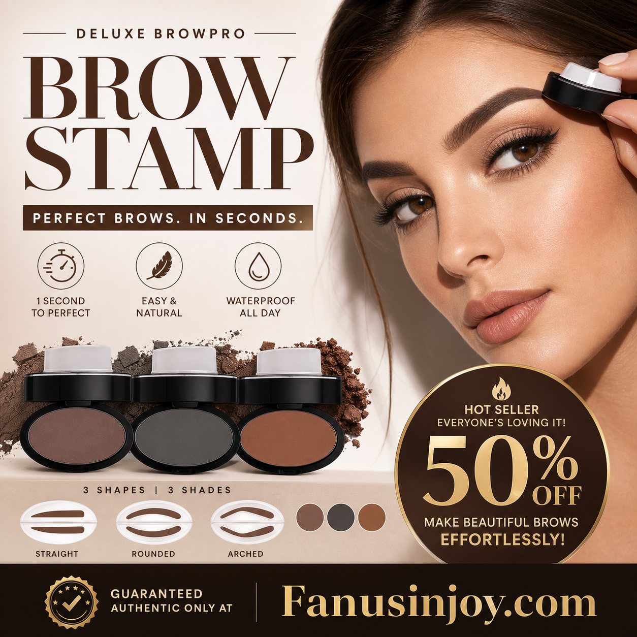🖌️50K+ Sold!!!🖤Eyebrow Stamp Powder Kit with Applicator Brush, One Press Perfect Brow Stamp, Waterproof Long Lasting 24H Wear Eyebrow Makeup for Lazy Daily Salon-Like Brows