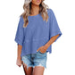 ☀️2026 HOT SALE 50% OFF💃🌸Women's Solid Color Splicing Loose Five Points Flare Sleeve T-Shirt